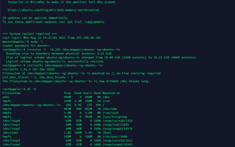 Ubuntu 20.04.3 server 服务器版系统，磁盘如何扩容